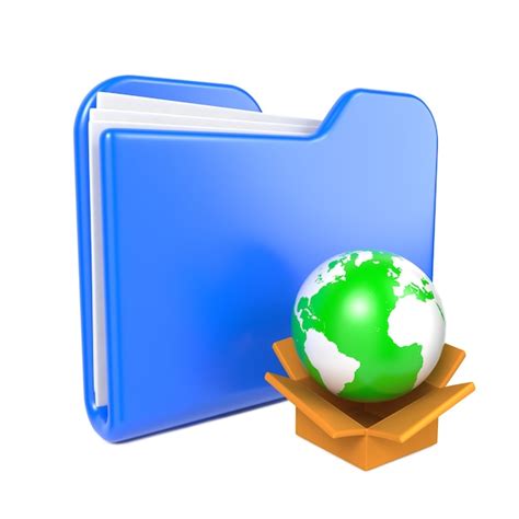 Blue folder with green earth globe. isolated on white. | Premium Photo