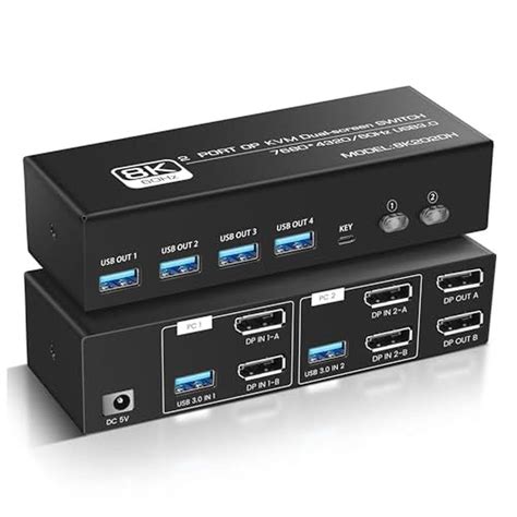 8K@60Hz DP KVM Switch 2 Monitors 2 Computers Display Port, KVM Switch ...