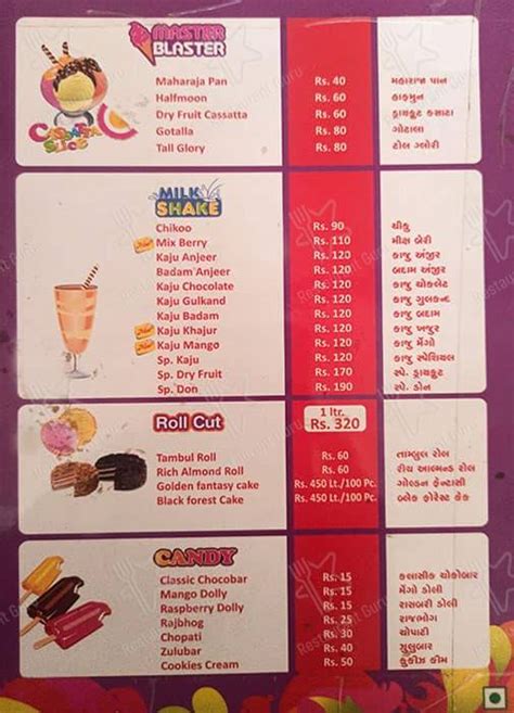 Menu at Dairy Don, Surat, 4RR3+9C7