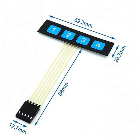 4 Keys 1x4 Matrix Membrane Switch Keypad
