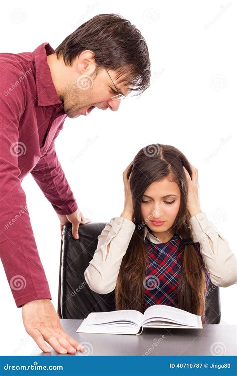 Portrait Of Angry Teacher Shouting At Student Stock Photo - Image: 40710787