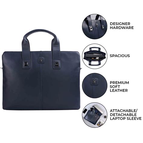 Buy Genuine Leather Laptop / Folio Bag For Men | Navy Blue – Leather Talks