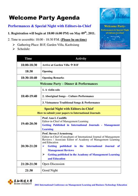 Welcome Party Agenda | Templates at allbusinesstemplates.com