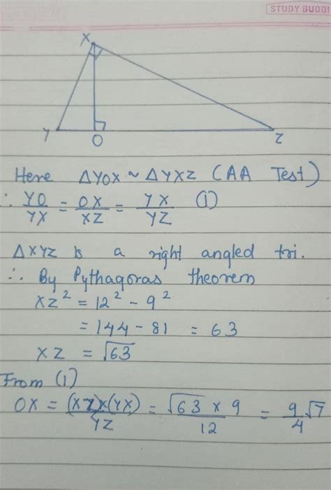 4. XYZ is a right-angled triangle with ZX 90° , XY - 9 cm, and YZ - 12 ...