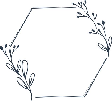 Minimalist floral frame with hand drawn leaf and shape simple floral ...