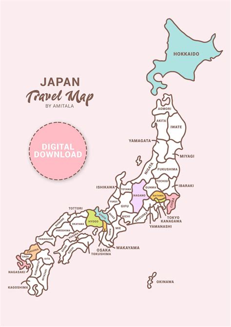 Japan Travel Map, A4 Printable Sales Map, Small Business Map, Order Tracker, Nihon Tokyo Osaka ...