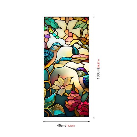 Stained Glass Window Film Colorful Retro Flower Birds Window Glass ...