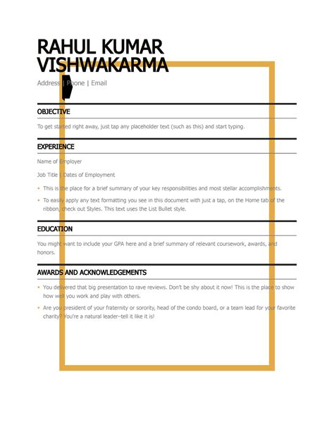Document - RAHUL KUMAR VISHWAKARMA Address | Phone | Email OBJECTIVE To ...