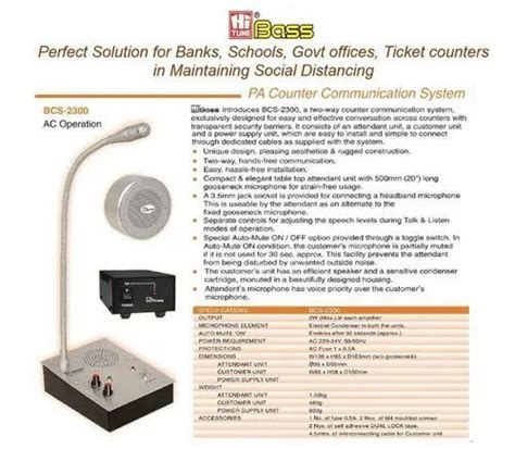 Counter Communication System - HITUNE BASS BCS-2300 Counter ...