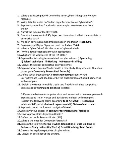 Cyber Security Imp Questions - What is Software piracy? Define the term ...