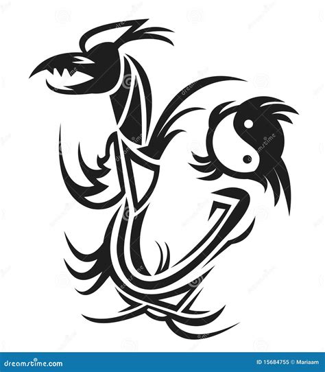 Yin Yang Tattoo With Dragons Vector Illustration | CartoonDealer.com ...