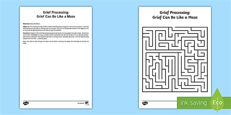 Processing Grief Maze Worksheet (teacher made) - Twinkl
