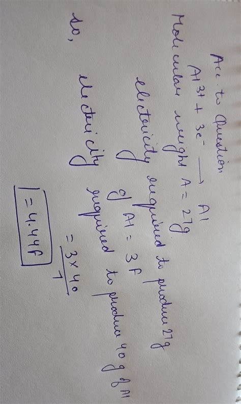 How much elecyricity in terms of faraday is required to produce 40 g of ...