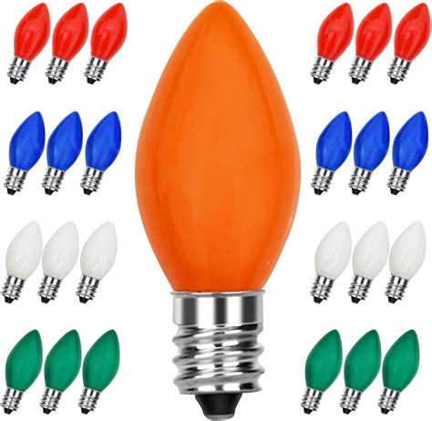 C7 LED Christmas Light Bulb, Clear Vintage Replacement Bulbs for ...