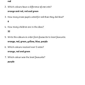 Favourite Colour Tally Chart and Bar Charts Worksheets