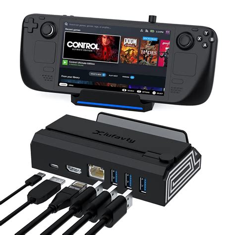 6-in-1 Steam Deck Dock, RGB Light Firmware AUTO Upgrade Docking Station ...