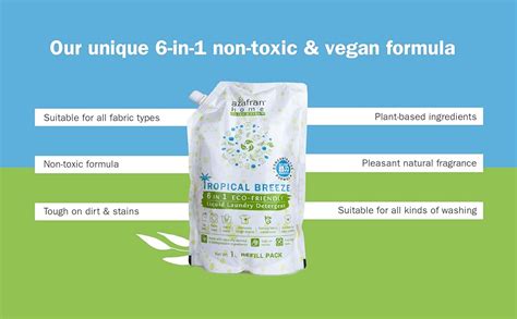 Azafran Tropical Breeze 6 in 1 Plant-Based Liquid Laundry Detergent ...