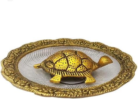 Buy Eleonora Feng Shui MetalTortoise On Plate Showpiece for Good Luck ...