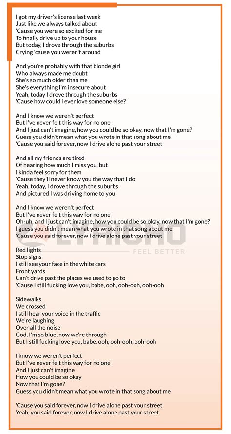 Image result for Drivers License Lyrics Clean Version