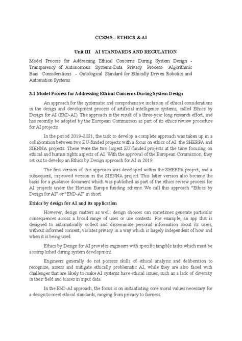 E & AI Unit III Notes - Ommala - CCS345 – ETHICS & AI Unit III AI ...