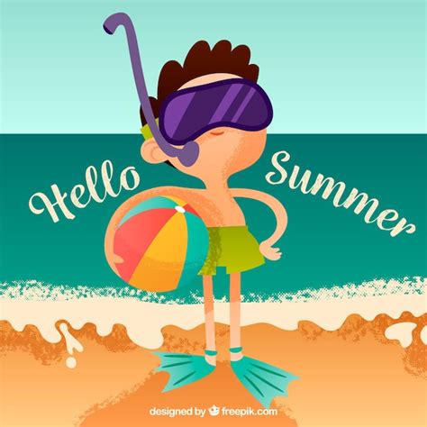 Hallo zomer achtergrond met mensen met plezier | Gratis Vector
