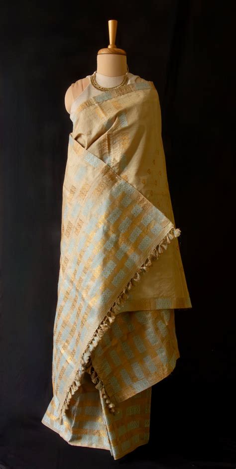 Muga Silk Mekhela Chador set from Assam - Made to Order – korobidesign