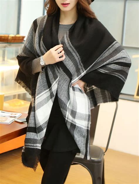 1pc Raw Hem Plaid Scarf Shawl | SHEIN USA