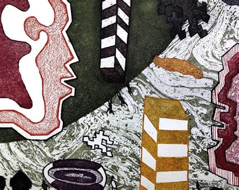 "Untitled 20": Yellow Green Printmaking by Rasid Pathan | ArtZolo.com