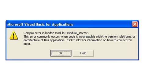 Image result for Compile Error in Hidden Module From Main
