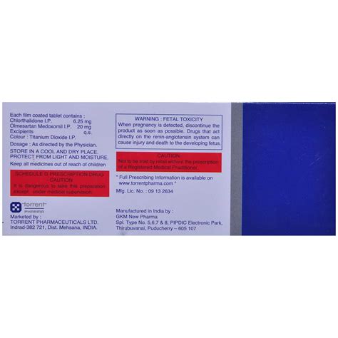 Olsar CH 20 mg/6.25 mg Tablet 10's Price, Uses, Side Effects ...