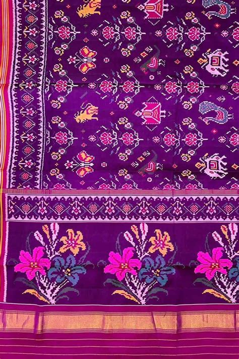 PS1P3AM223070409 Purple Semi Patan Patola Handloom Pure Silk Saree