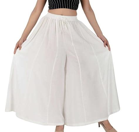 Buy Fit and Flare White Cotton Plazzo at Amazon.in