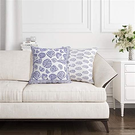 Buy BLOCKS OF INDIA Hand Block Printed Cotton Linen Cushion Cover (16 x ...