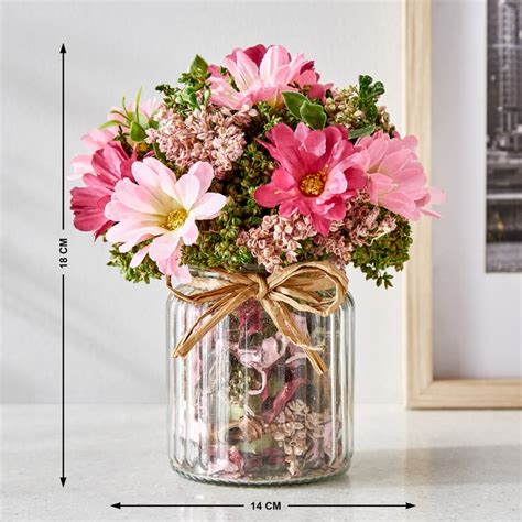 Buy Gloria Floret Natural Dried Flowers in Glass Jar from Home Centre ...