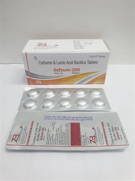 Sefzum 200 - Cefixime & Latic Acid Bacillus Tablets - Zumax Biocare