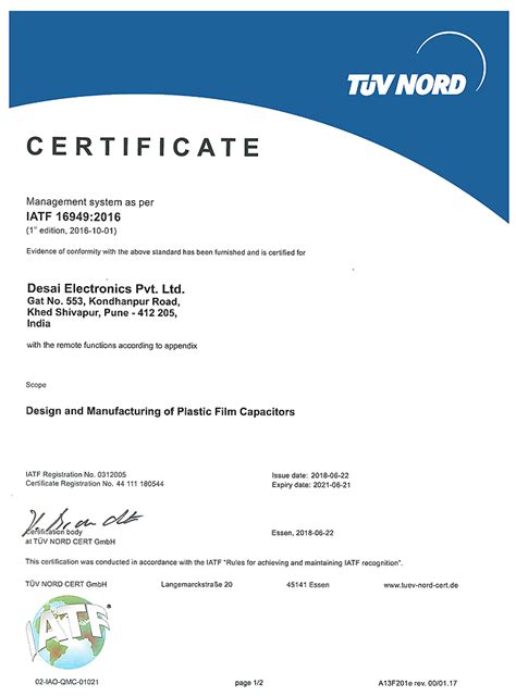 Desai Electronics Plastic Film Capacitor