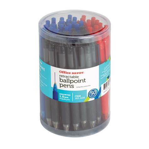 Buy Office Depot® Retractable Ballpoint Pens With Grips, Medium Point ...