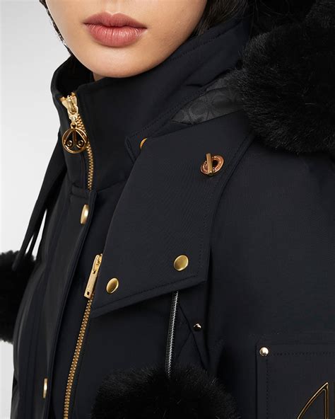 Moose Knuckles Gold Cambria Parka Jacket with Shearling Trim | Neiman ...