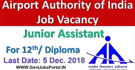 Airport Authority of India Recruitment for Jr. Assistant Posts - AAI ...