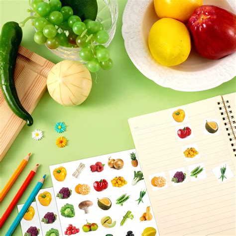Buy 600 Pcs Fruits Vegetable Stickers for Kids Fruits Vegetable Photos ...