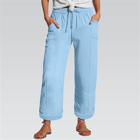BILIKEYU Women's Lightweight Linen Summer Pants, Pants for Women Trendy ...