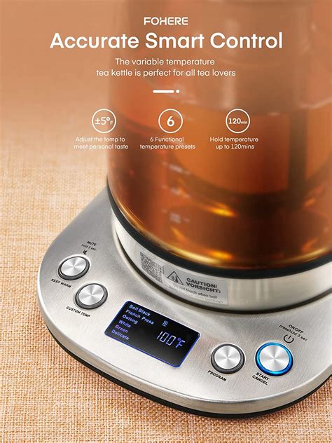 Buy Electric Kettle with Temperature Control and Tea Infuser, FOHERE 1 ...