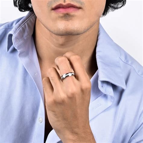 Linear Stone Men's Ring - Touch925