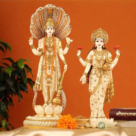 INDICAST Hand Painted Marble Statue of Lord Vishnu and India | Ubuy