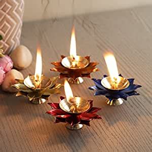 Buy CraftVatika Brass Diya Deepak Oil Lamp Puja Diwali ( Set of 4 ...