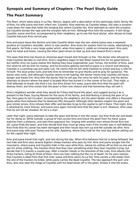 SOLUTION: The pearl setbook guide summaries notes analysis 1 - Studypool