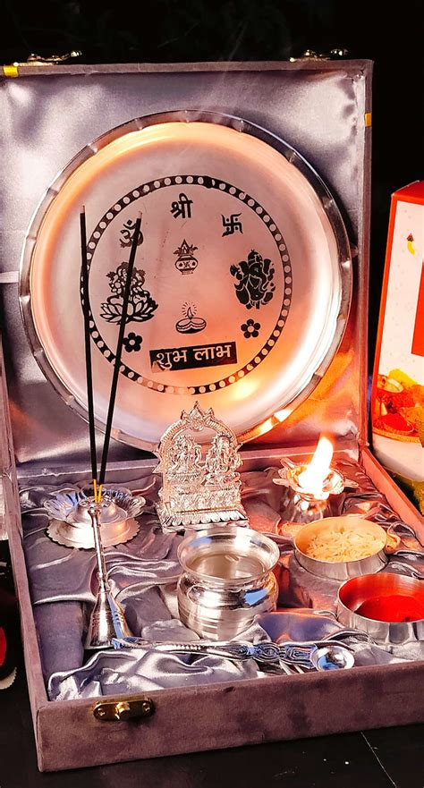 Buy Diwali German Silver Pooja Thali Set for Sacred Celebrations – PC ...