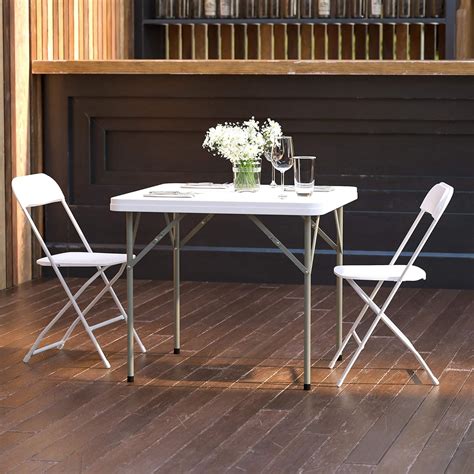 Buy EMMA OLIVER 2.85-Foot Square Granite White Plastic Folding Table ...