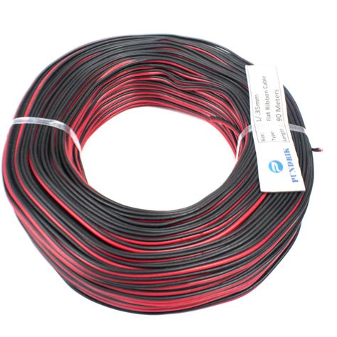 28 AWG Single Strand 2 Wire Ribbon Cable 90 Meter (Red & Black) 1/0.35 ...