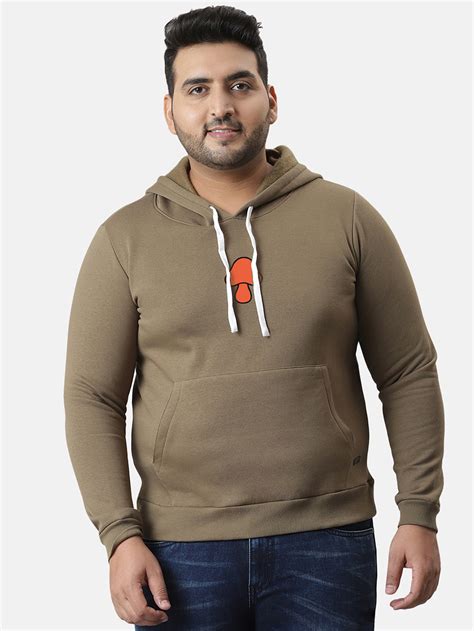 Plus Size Men's Olive Green Mushroom Hoodie (3XL - 6XL) | Instafab Plus